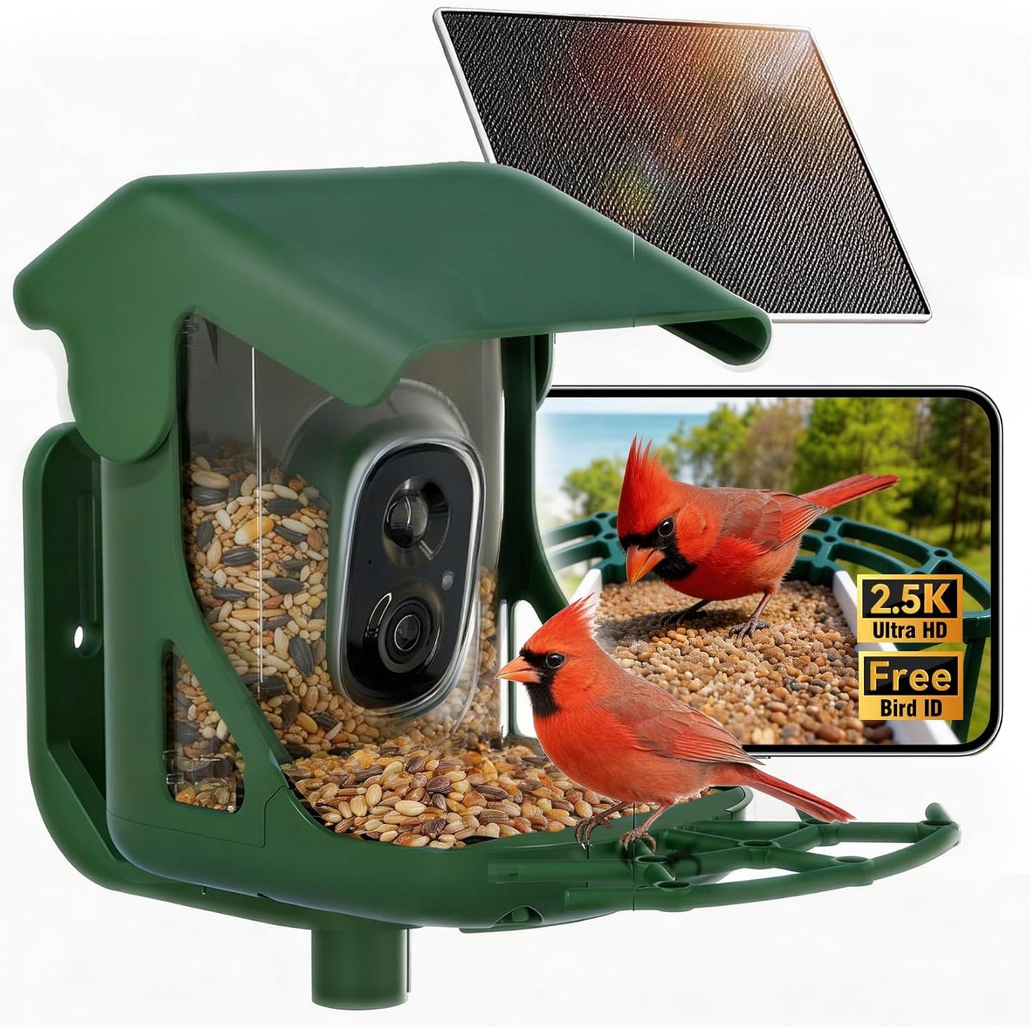 Bird Feeder Camera Solar WiFi 4MP 2.5K AI Motion Detection No Fee 2026 Version