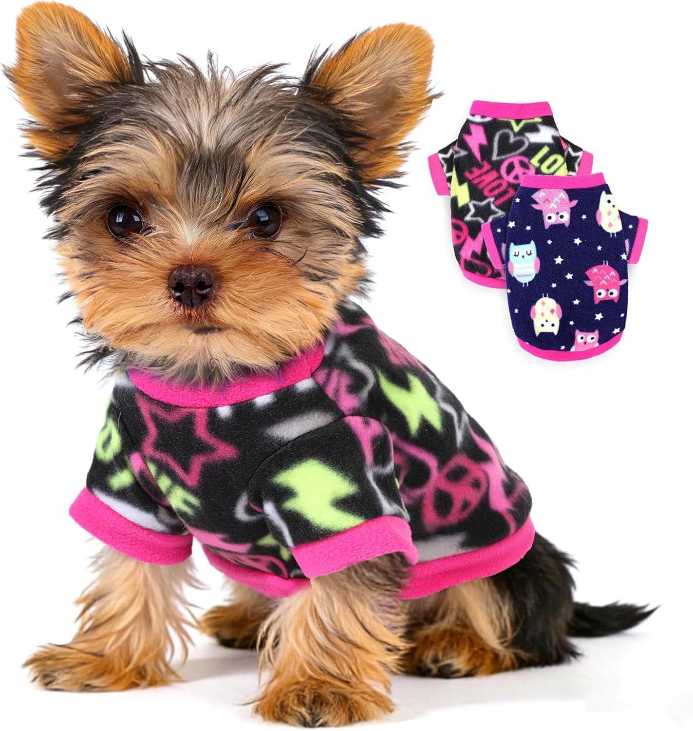 2-Pack Fleece Dog Sweaters for Small Dogs & Puppies, XXS–M