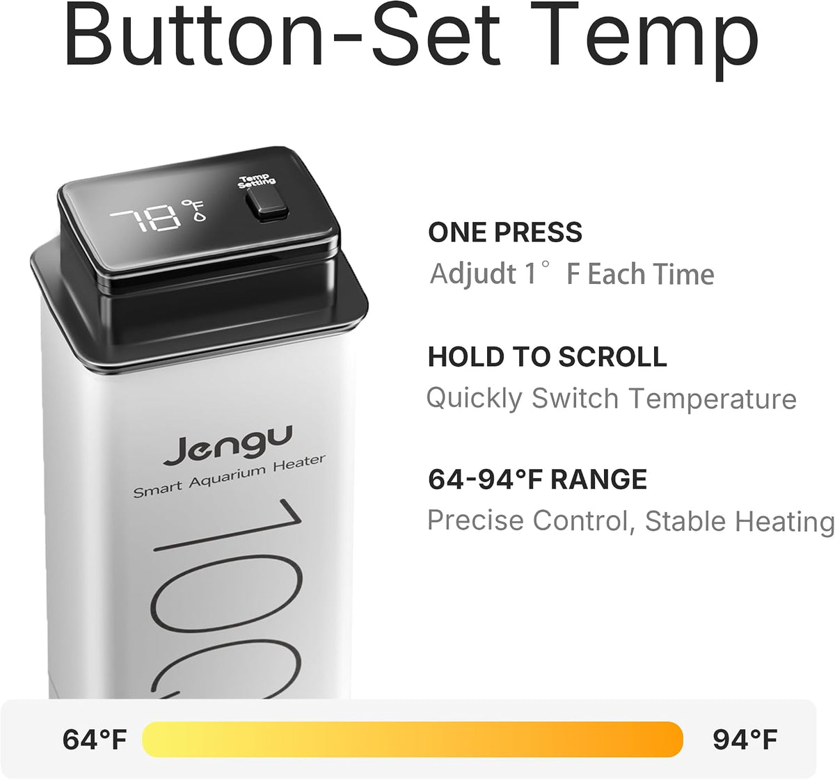 Digital thermostat aquarium heater, 100W, installed in a smart tank setup