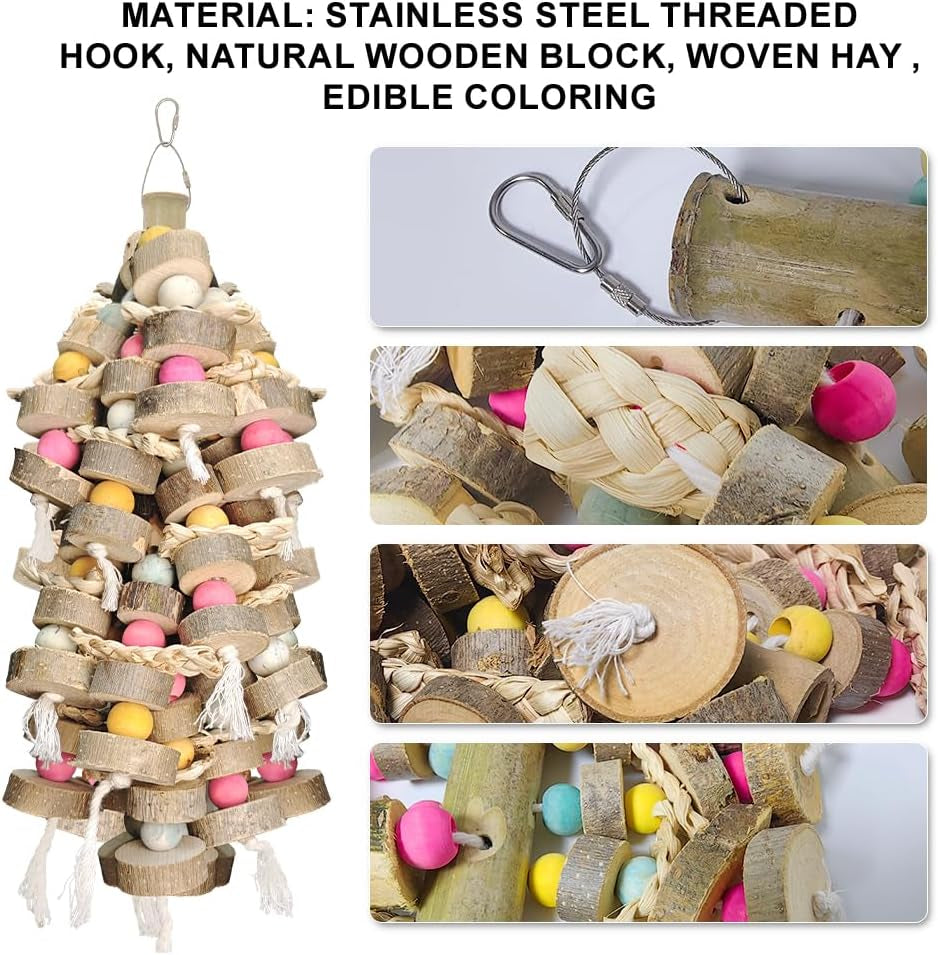 Large Bird Toy Bundle Parrot Chew Toys Natural Wood Cotton Macaw Cockatoo
