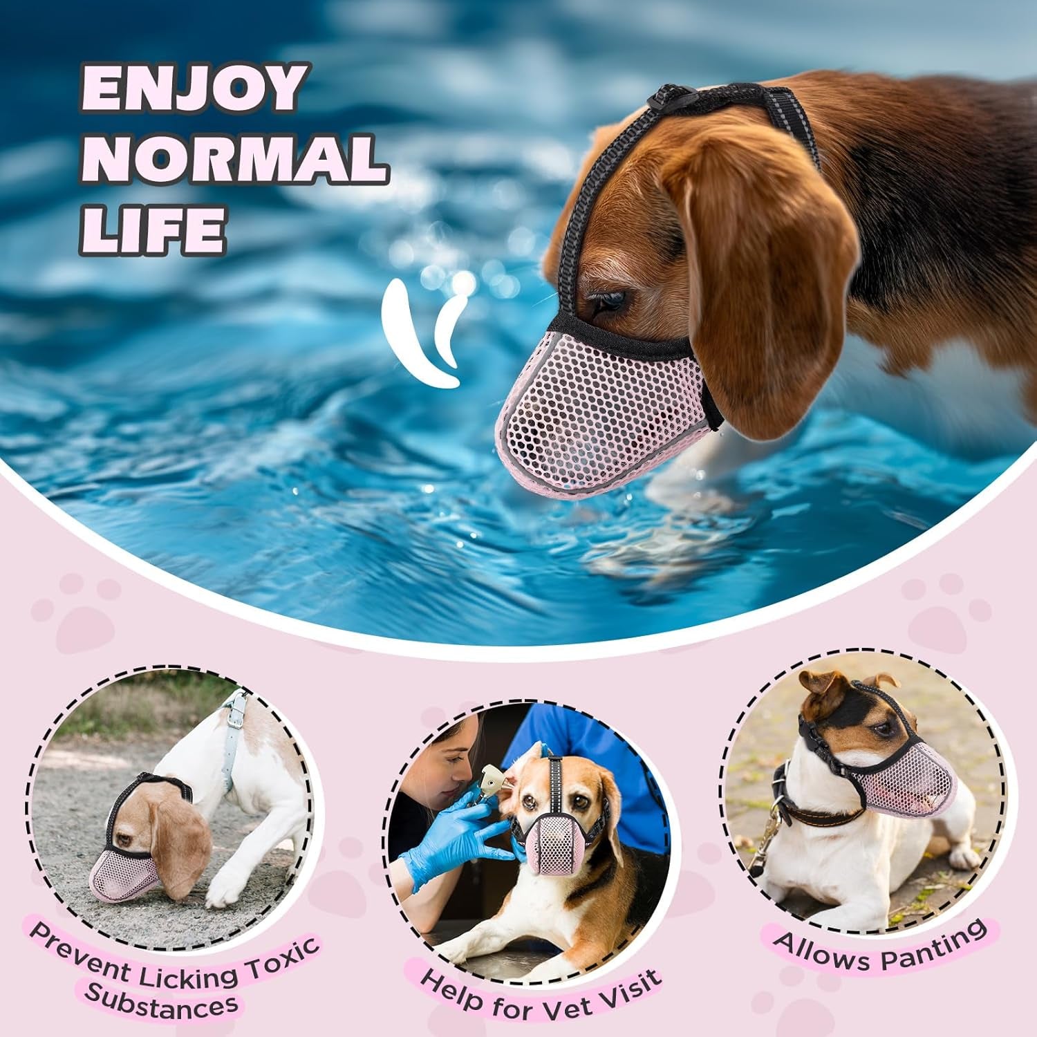 Soft Mesh Dog Muzzle — Adjustable, Breathable & Reflective | Small to Large Dogs