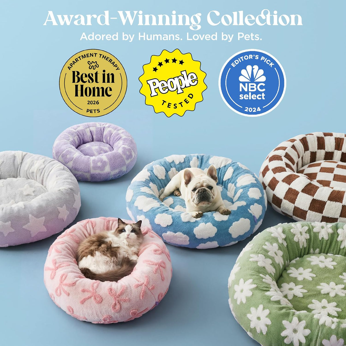 LE SURE Donut Dog Bed – 7 Sizes, 5 Patterns