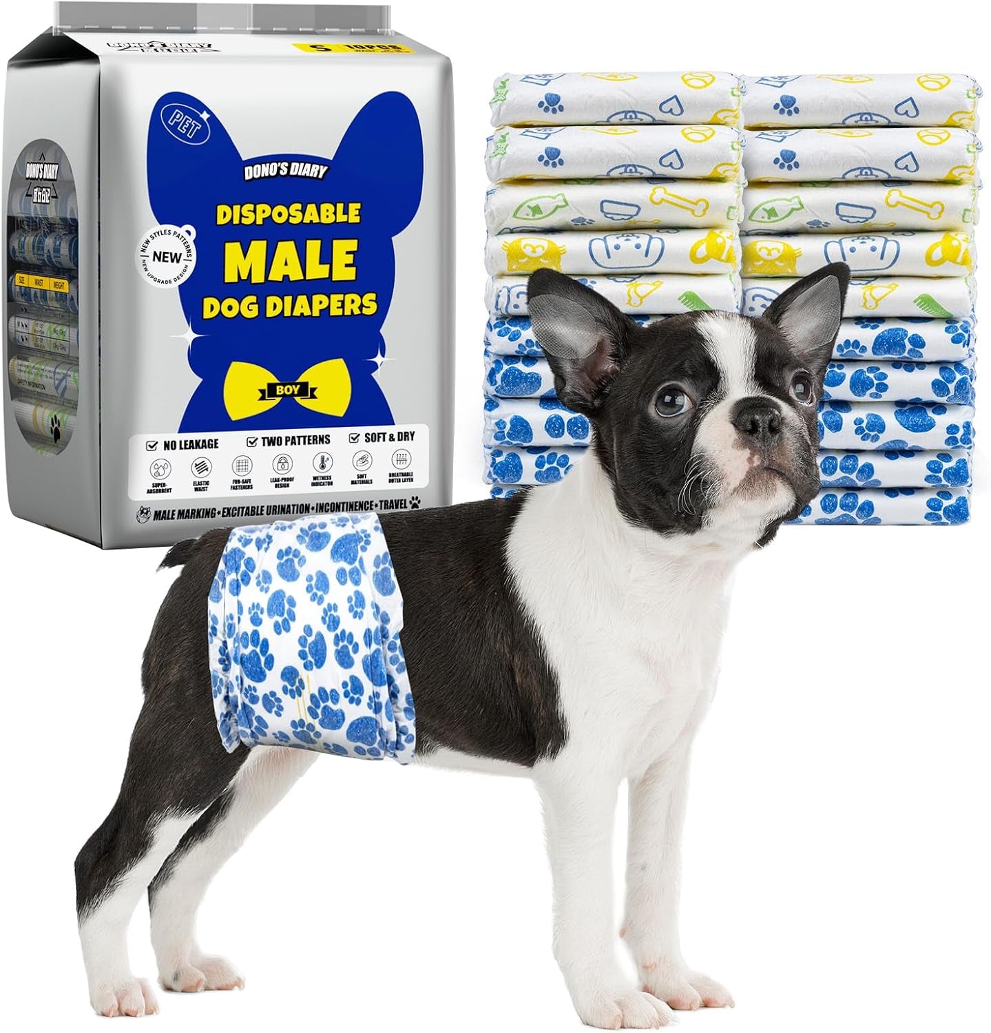 Male Dog Diapers Disposable Belly Bands | Leakproof Wraps 60 Count 60.0 Small
