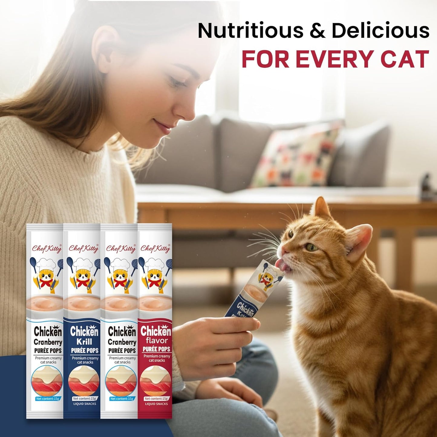 Lickable Cat Treats Grain Free Taurine High Protein Puree Toppers 20 Tubes