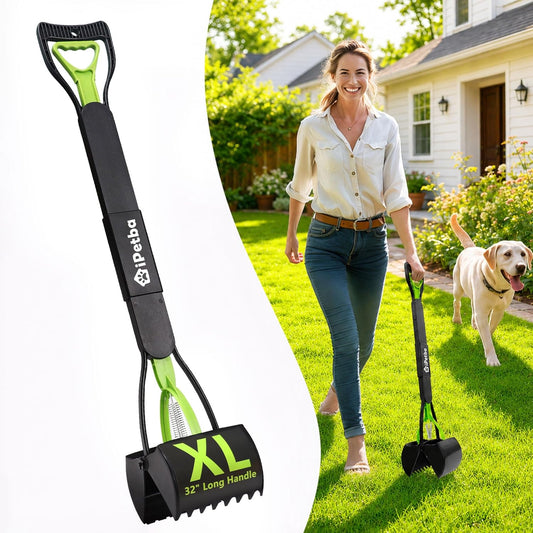 32 Inch Long Handle Pooper Scooper for Large Dogs Heavy Duty Foldable Meadow Green