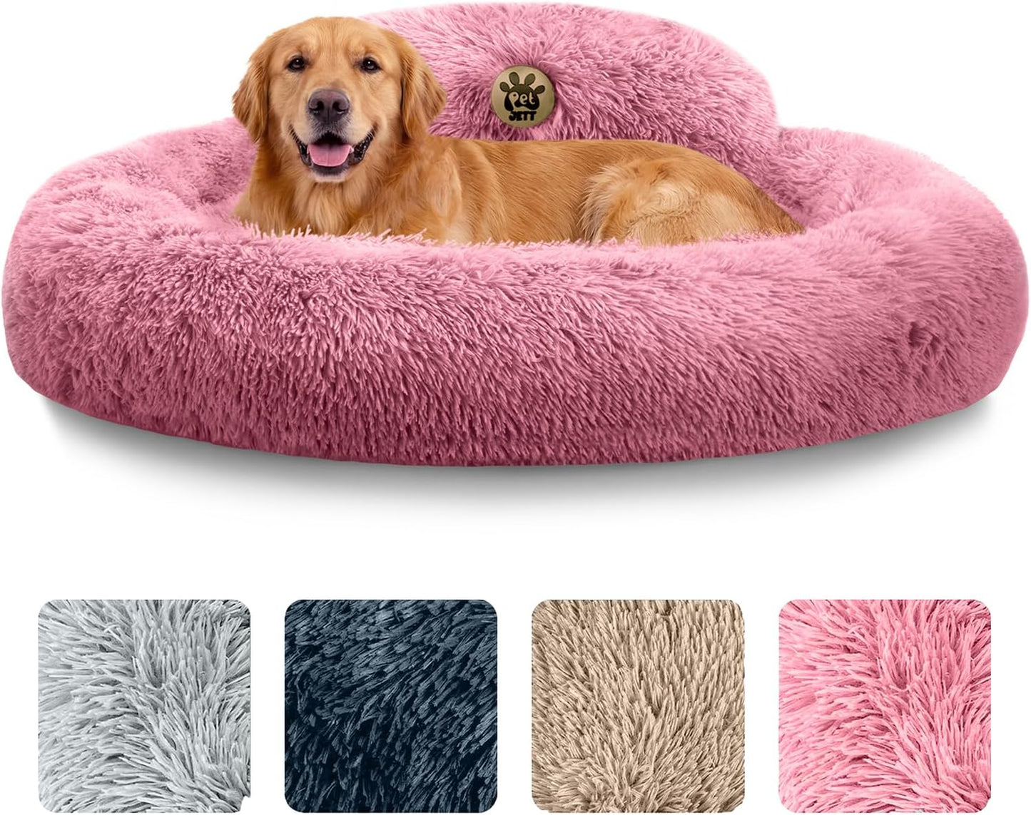 Medium Calming Dog Bed 30in Donut Plush Washable Bed Up to 45lbs