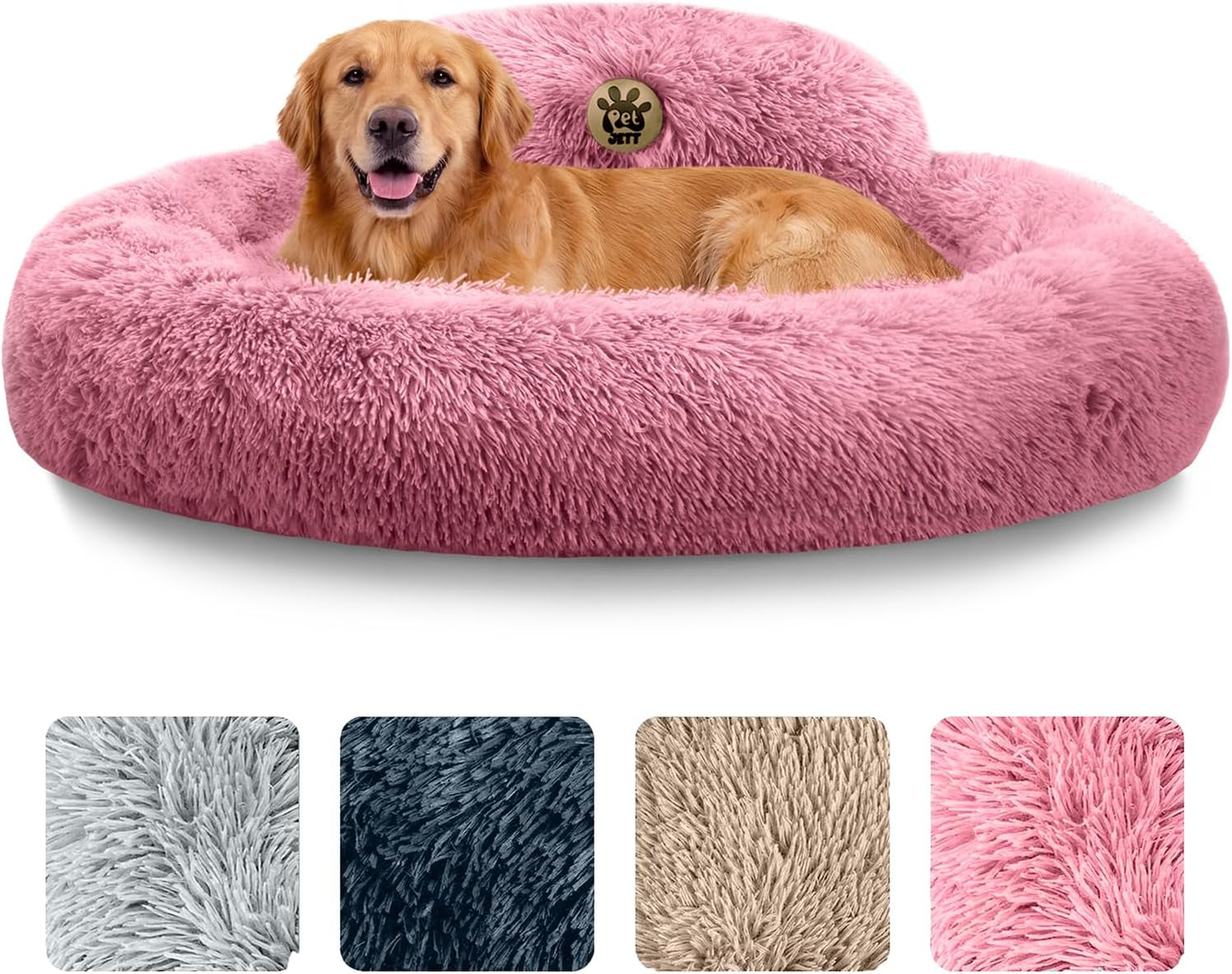 Medium Calming Dog Bed 30in Donut Plush Washable Bed Up to 45lbs