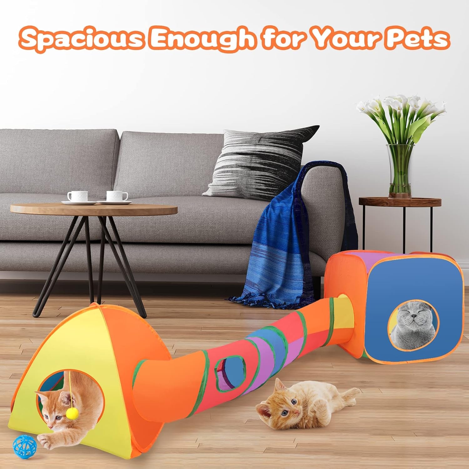 Rabbit Tunnel Toy Collapsible Play Tube Cube Set for Small Pets
