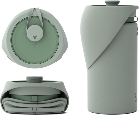 Portable Dog Water Bottle 750ML Collapsible Travel Bowl Leakproof Olive