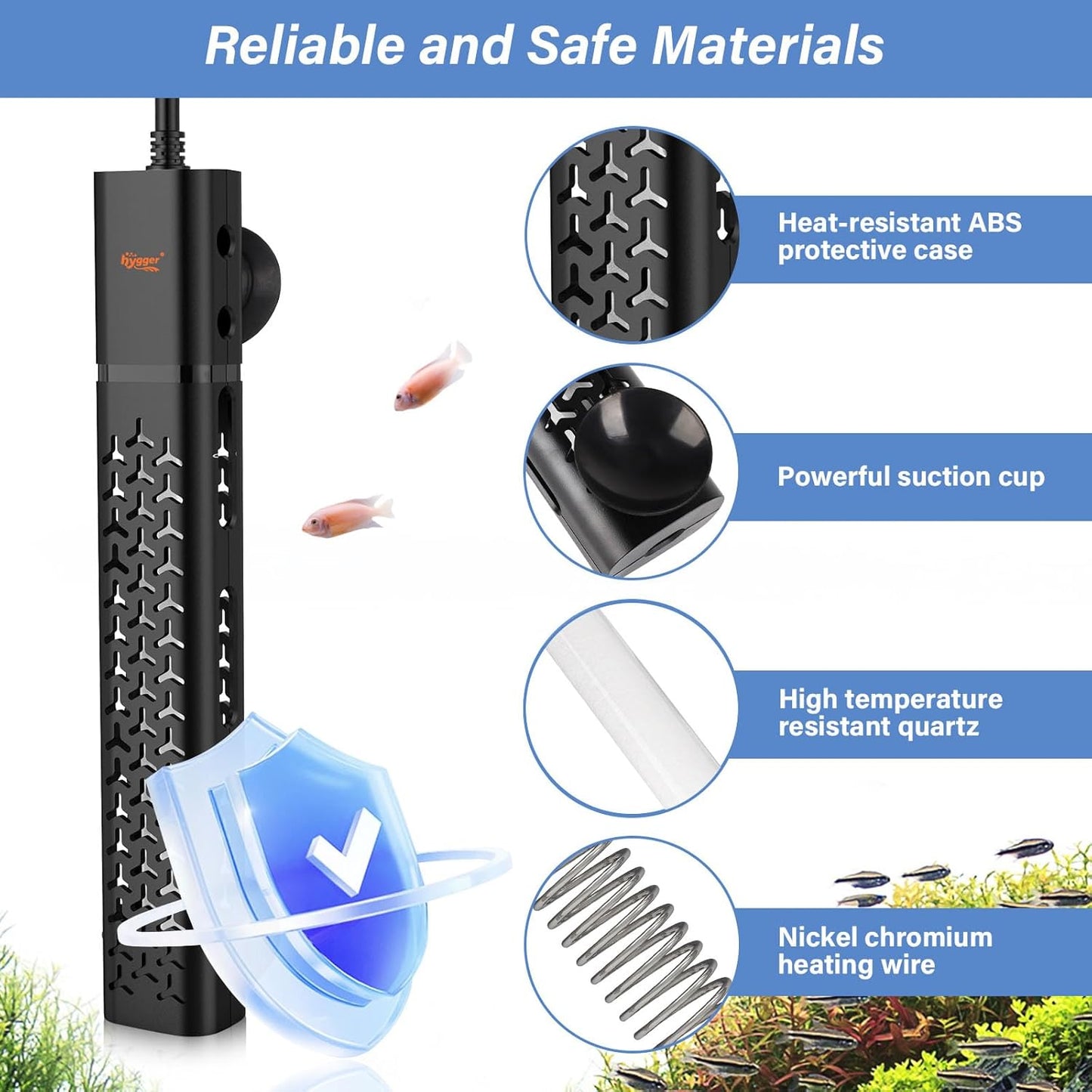 Hygger Aquarium Heater 200W/300W/500W with Smart Temperature Control