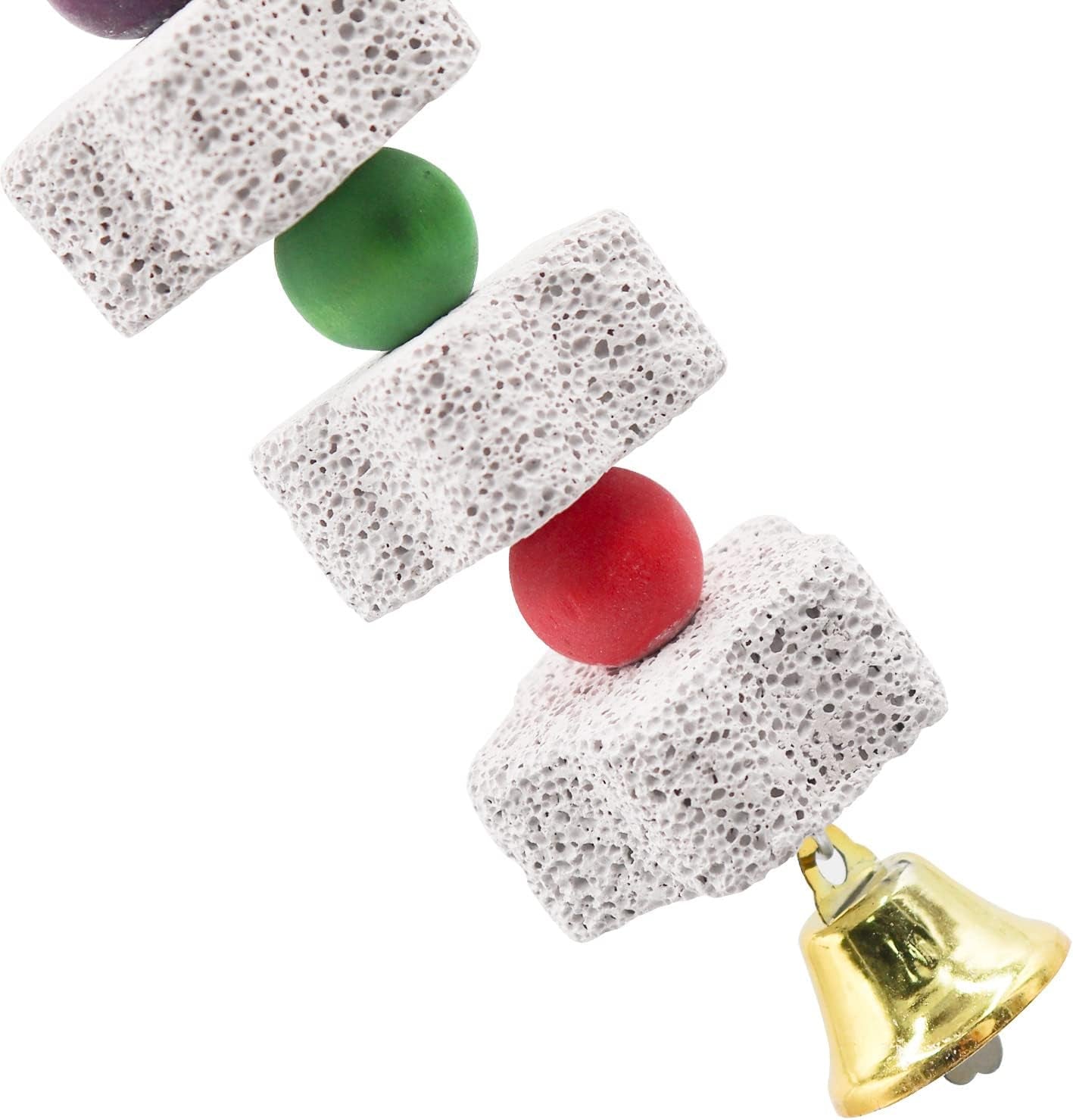 2 Pack Parrot Chew Toy Calcium Block Bird Beak Grinding Bell Cage Toy