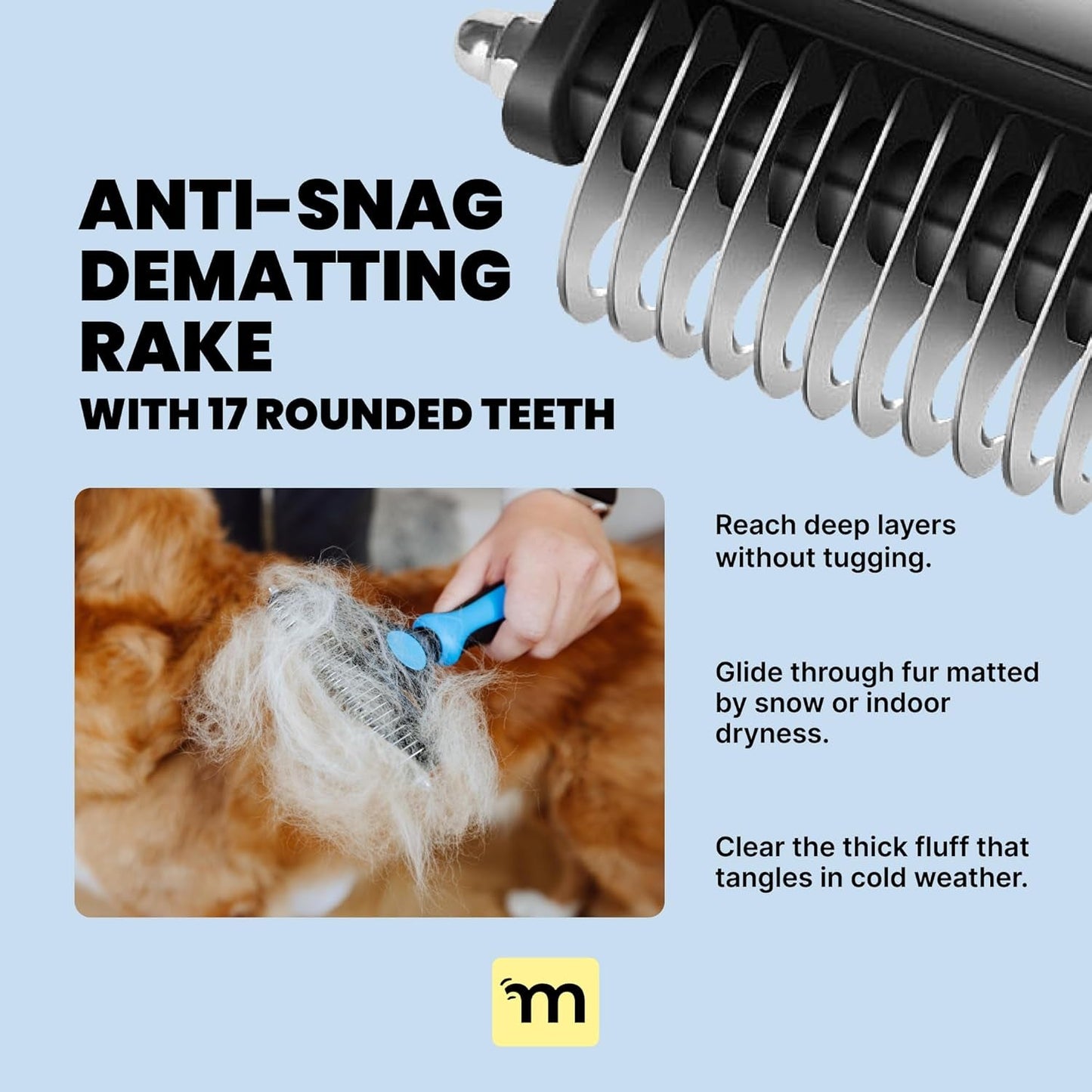 2-in-1 Dog & Long Hair Cat Deshedding Brush Undercoat Rake Dematting Tool