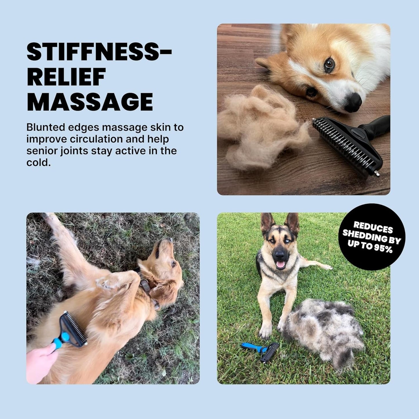 2-in-1 Dog & Long Hair Cat Deshedding Brush Undercoat Rake Dematting Tool