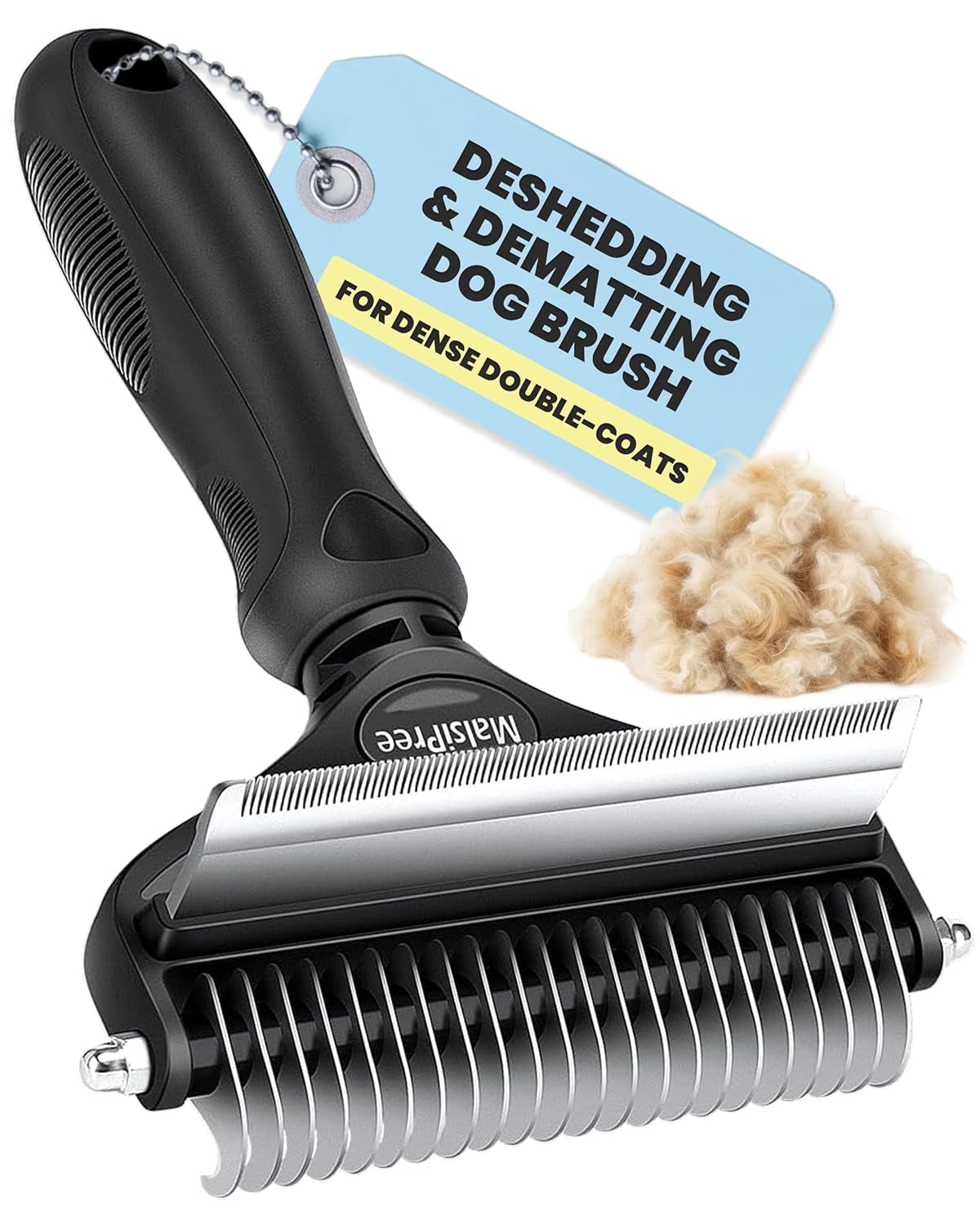 2-in-1 Dog & Long Hair Cat Deshedding Brush Undercoat Rake Dematting Tool Black Large