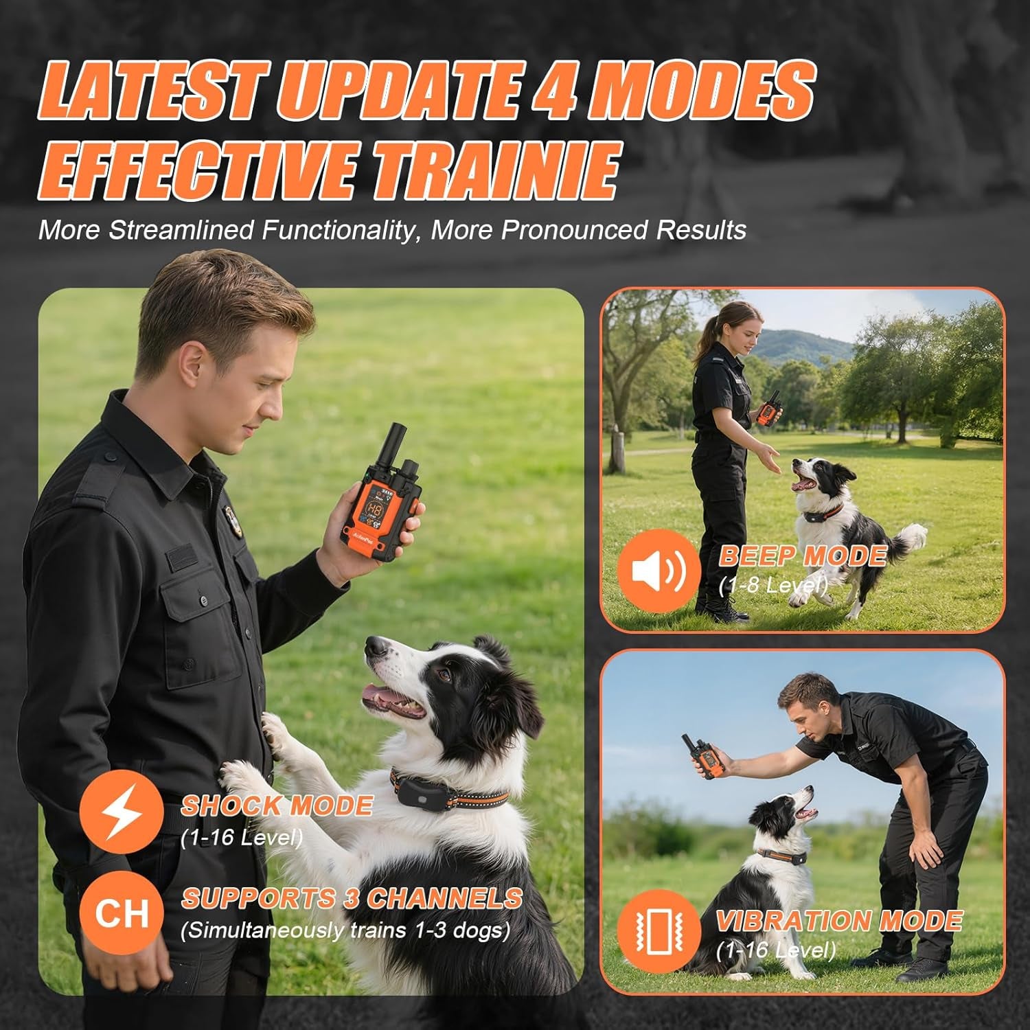 Dog Training Collar Remote 4500ft Waterproof Rechargeable Beep Vibration Shock