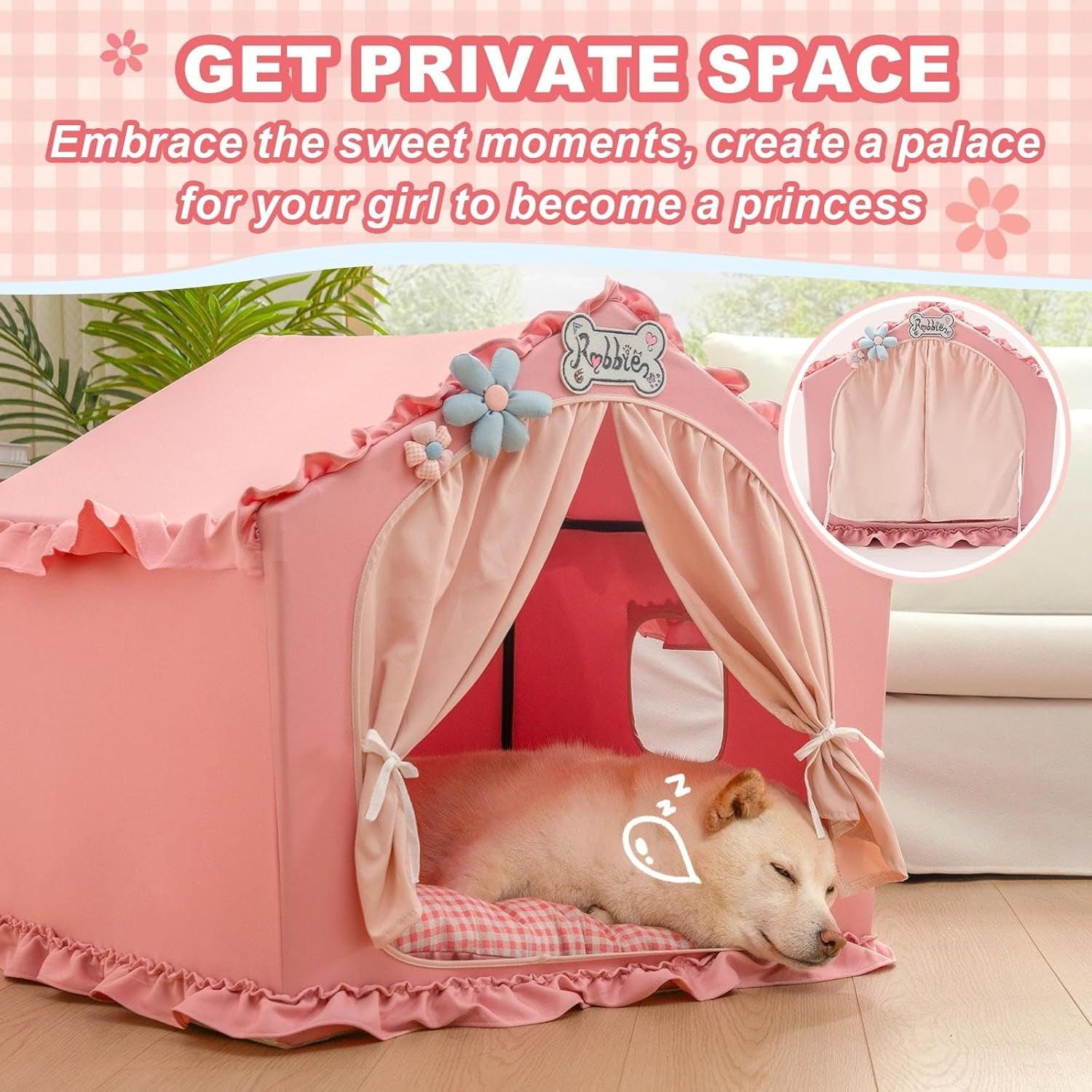 Indoor Dog House Tent Bed Soft Washable Foldable Cave For Small and Medium Dogs