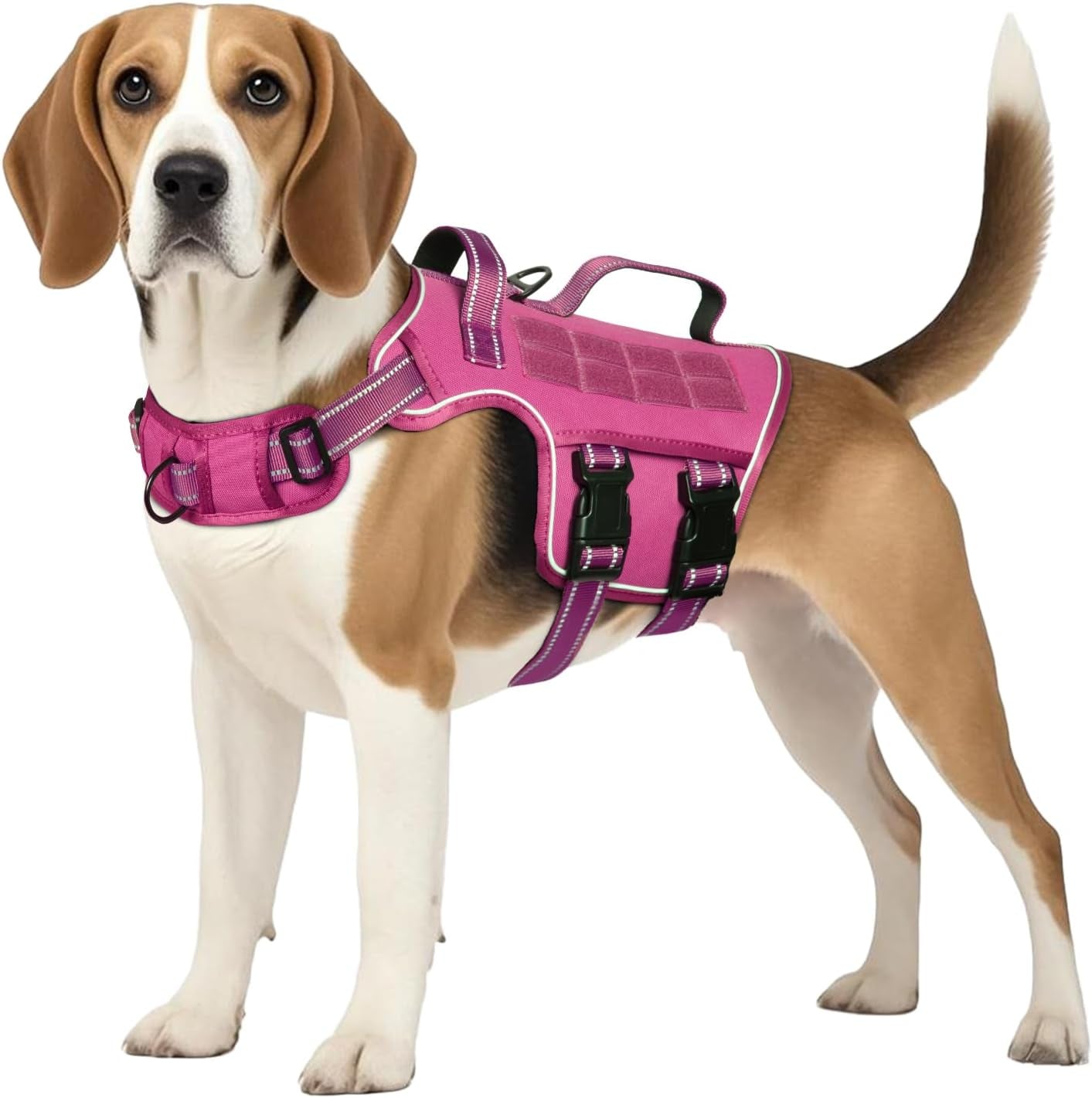 No Pull Tactical Dog Harness Heavy Duty Molle Vest for Medium to XLarge Dogs Pink M(Neck:17-23",Chest:22-32"),35-50 Lbs