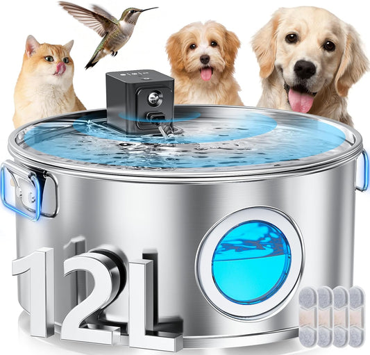 Wireless Dog Water Fountain Stainless Steel 3.4Gal Large Pet Fountain Default Title