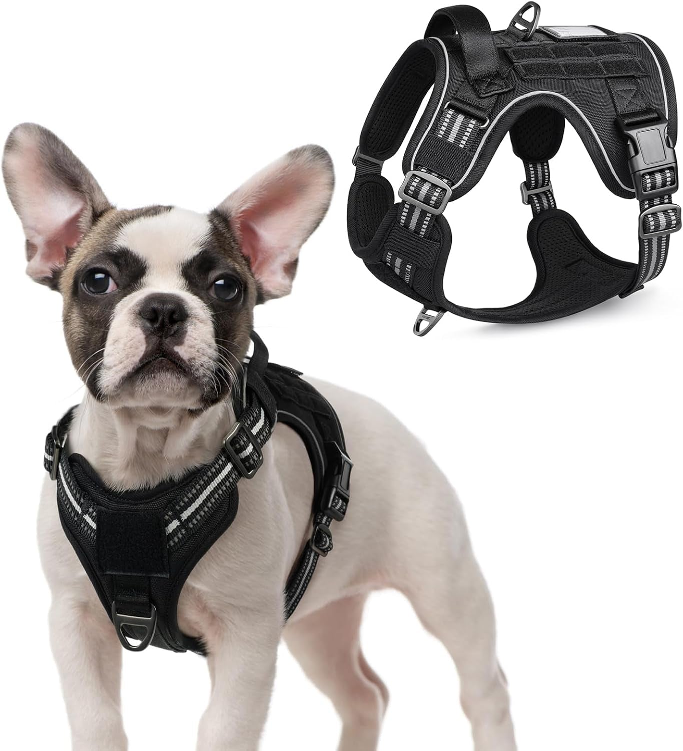 No Pull Tactical Dog Harness Molle Vest Adjustable Medium Large Dogs Black Small