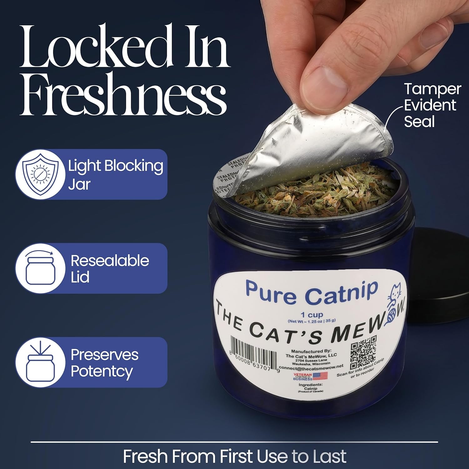Pure Catnip for Cats North American Grown Fresh Catnip Jar