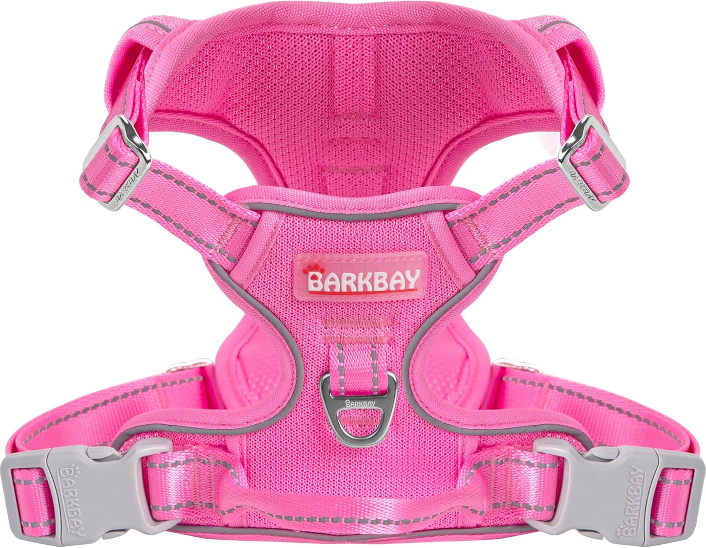 No Pull Dog Harness Adjustable Reflective Oxford Vest Small Medium Large Dogs Pink-Mesh