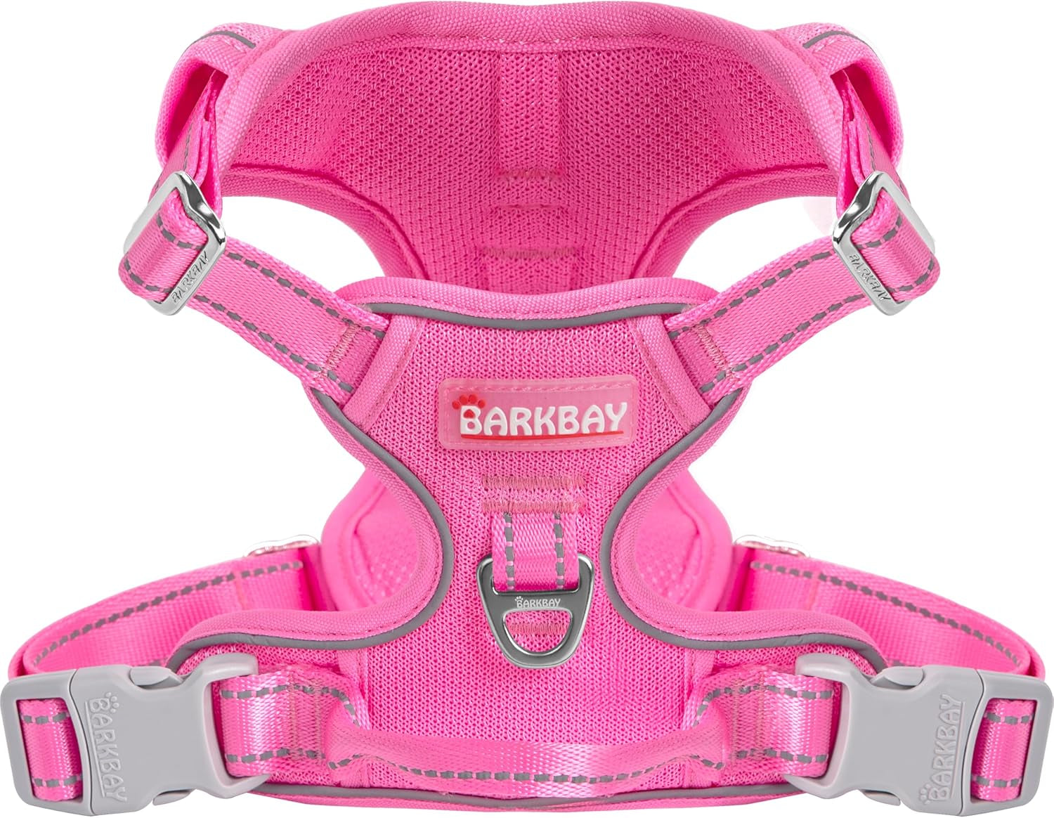 No Pull Dog Harness Adjustable Reflective Oxford Vest Small Medium Large Dogs Pink-Mesh