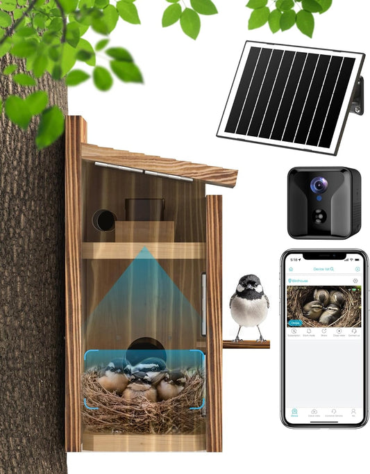 Bird House Camera Solar WiFi 2K HD Smart Birdhouse Motion Detection Solar Powered Medium
