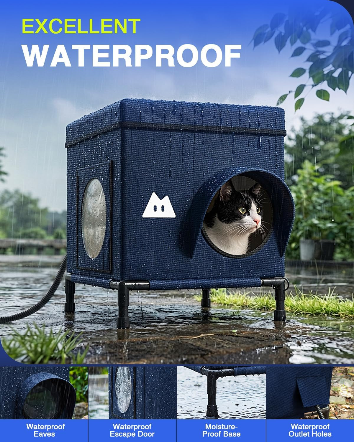 Heated Outdoor Cat House – Insulated Weather-Resistant Shelter, 2 Sizes