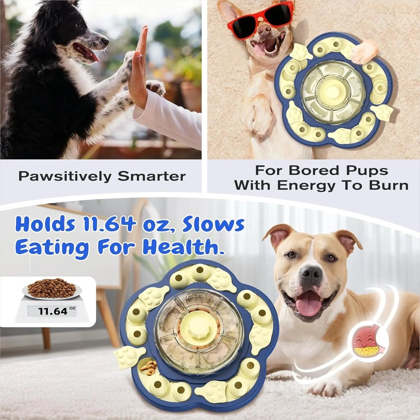 3-Level Dog Puzzle Feeder Toy Slow Feeder Treat Dispenser