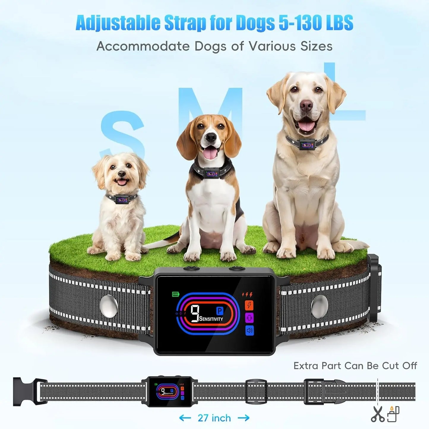 3 Pack Dog Bark Collar Rechargeable Anti Bark Training Waterproof 5-130lbs