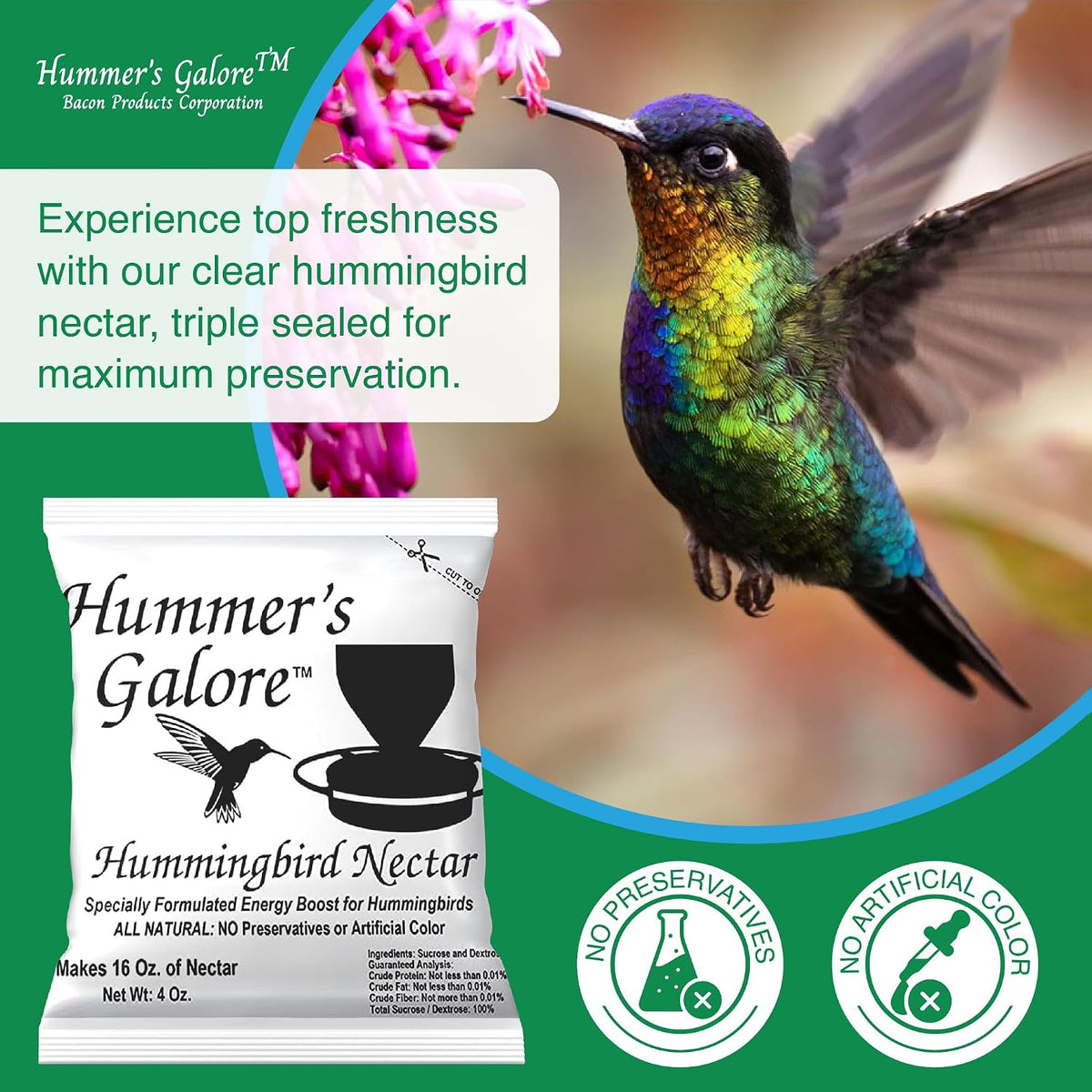 Hummer’s Galore Hummingbird Nectar Mix – Makes 64 oz