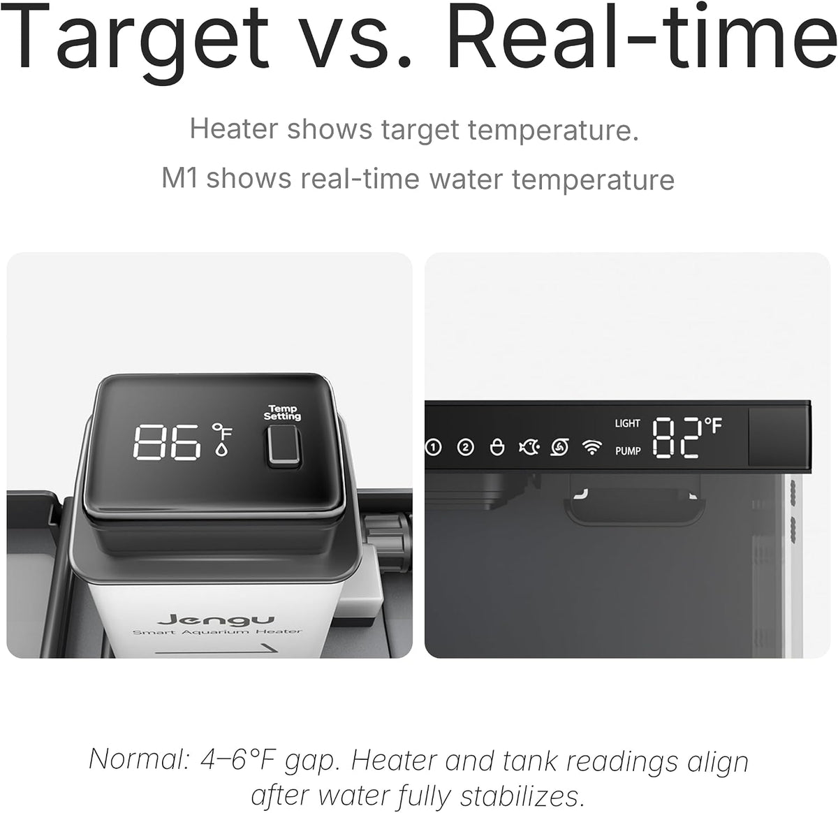 100W aquarium heater showing digital temperature control for M1 smart tank