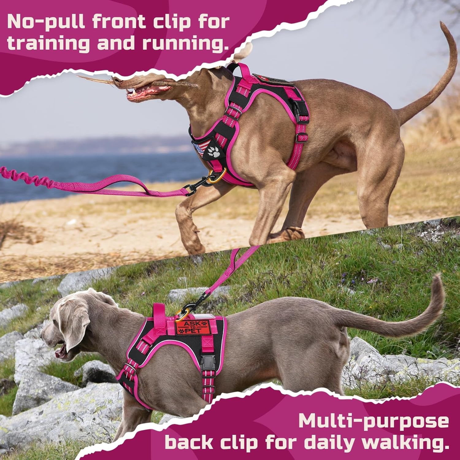 No Pull Tactical Dog Harness Molle Vest Adjustable Medium Large Dogs