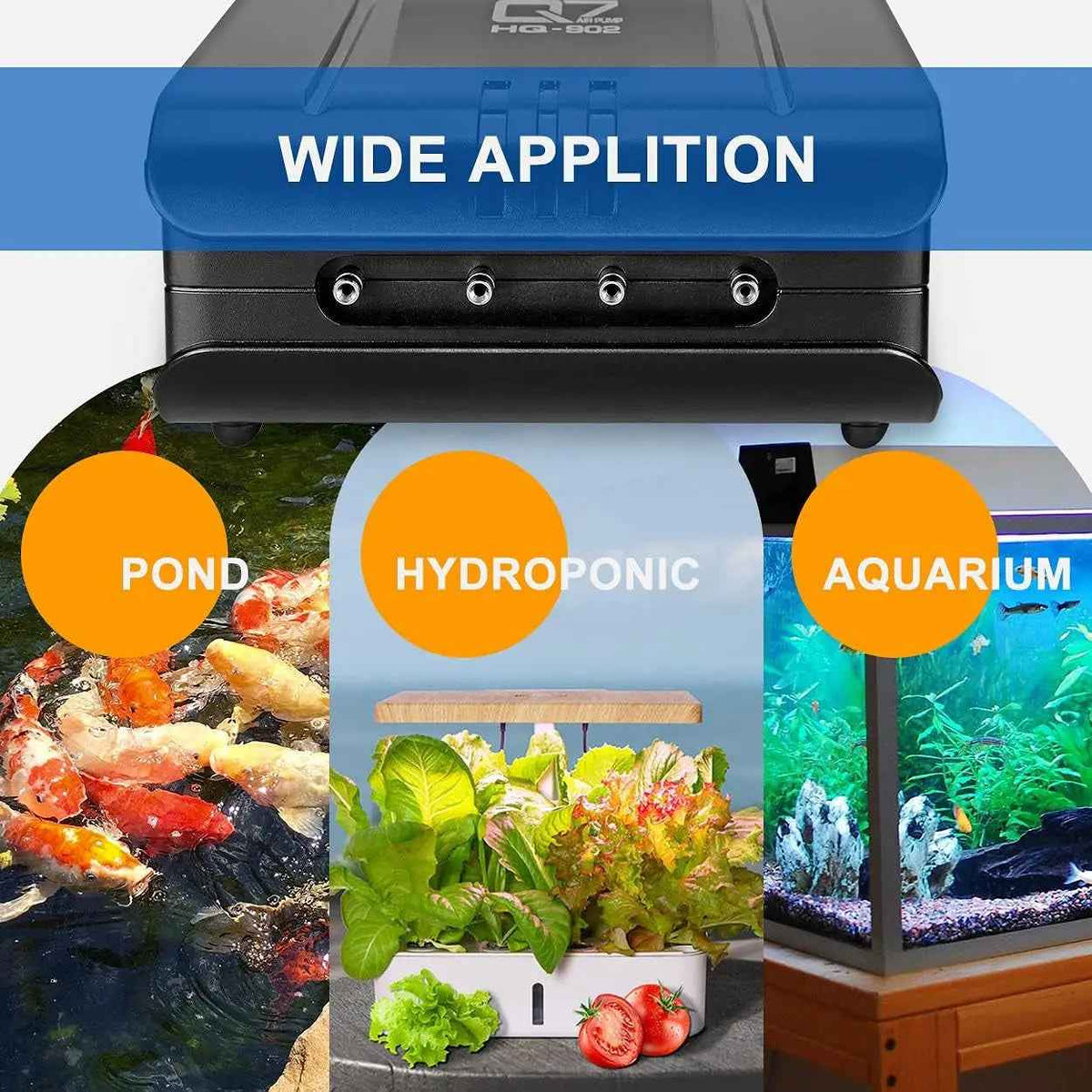 320GPH Aquarium Air Pump Quiet 4 Outlet Adjustable 8W for 300 Gallon Tanks
