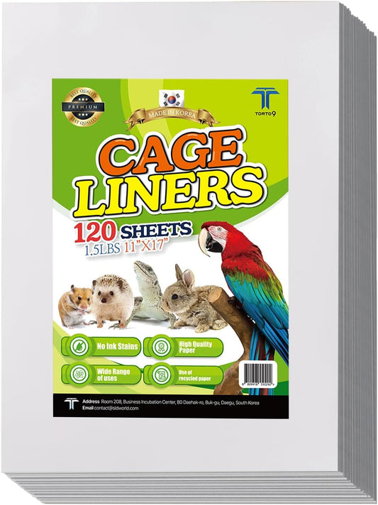 Bird Cage Liner Sheets Acid Free Non Toxic Paper Bedding 120Ct 11 X 17 In
