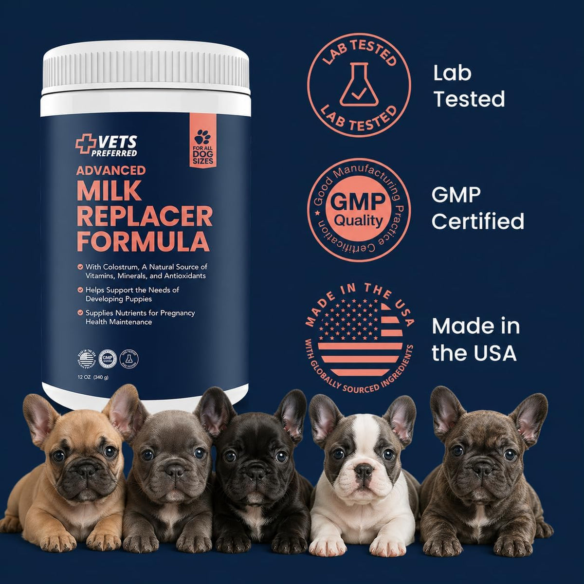 Vets Preferred Puppy Milk Replacer with Colostrum – 12 oz