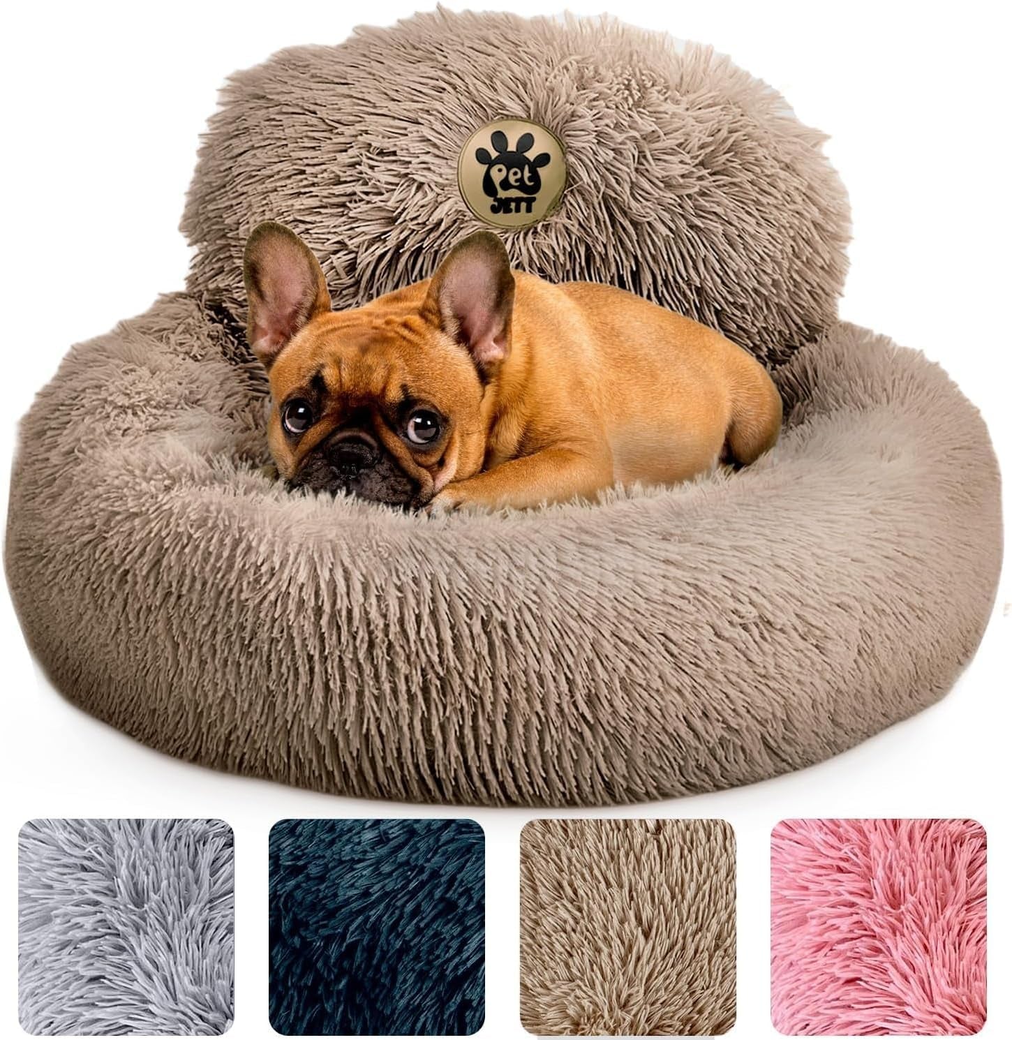 Medium Calming Dog Bed 30in Donut Plush Washable Bed Up to 45lbs