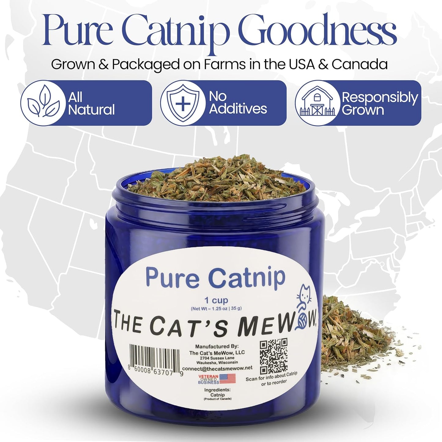 Pure Catnip for Cats North American Grown Fresh Catnip Jar