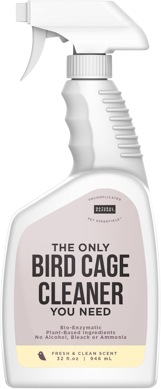 Bird Cage Cleaner Bird Poop Remover Natural Enzyme Spray USA Made 32 Fl Oz (Pack Of 1)