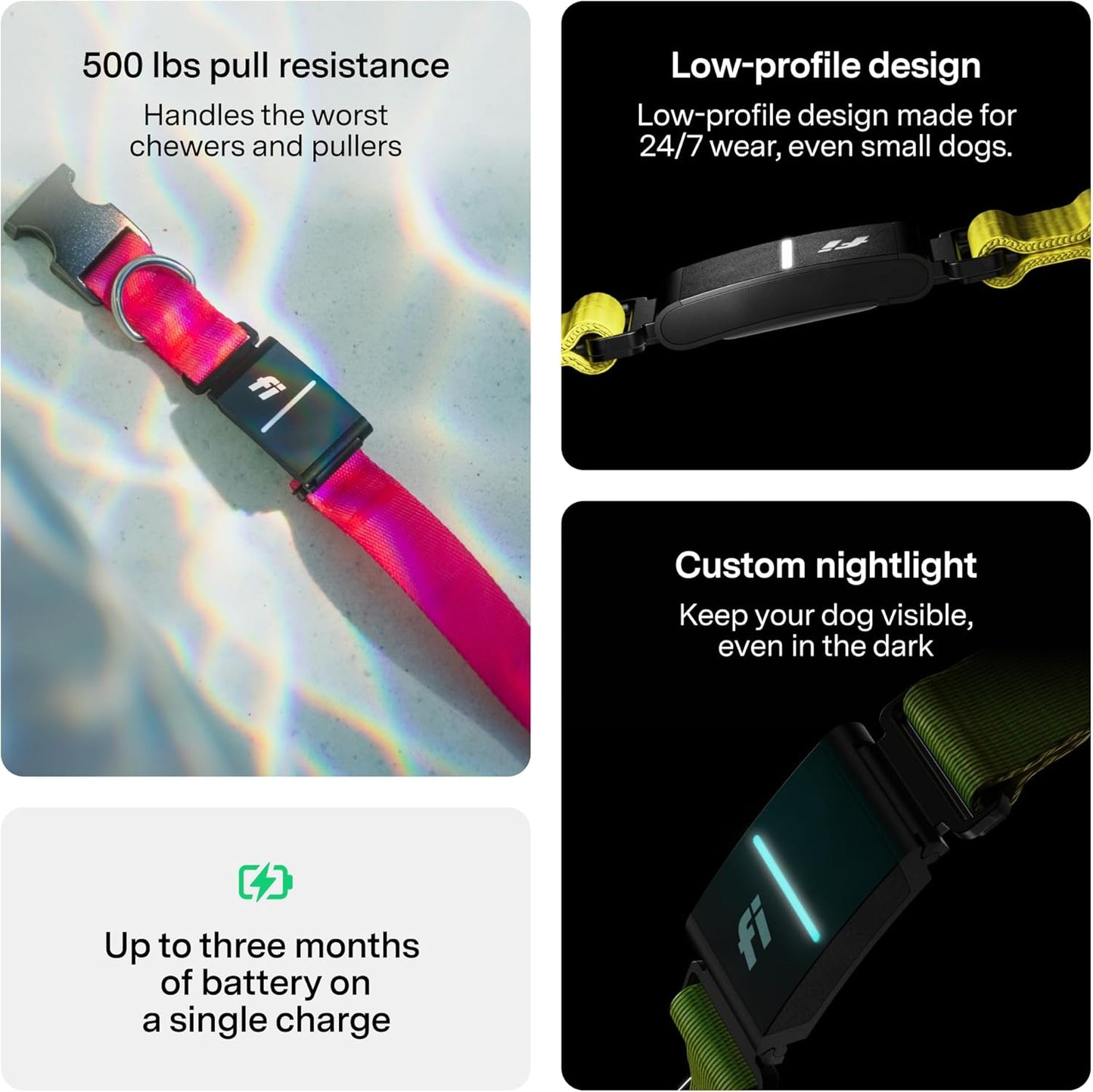Fi Series 3+ Smart GPS Dog Tracker Collar Health Monitor Waterproof LED