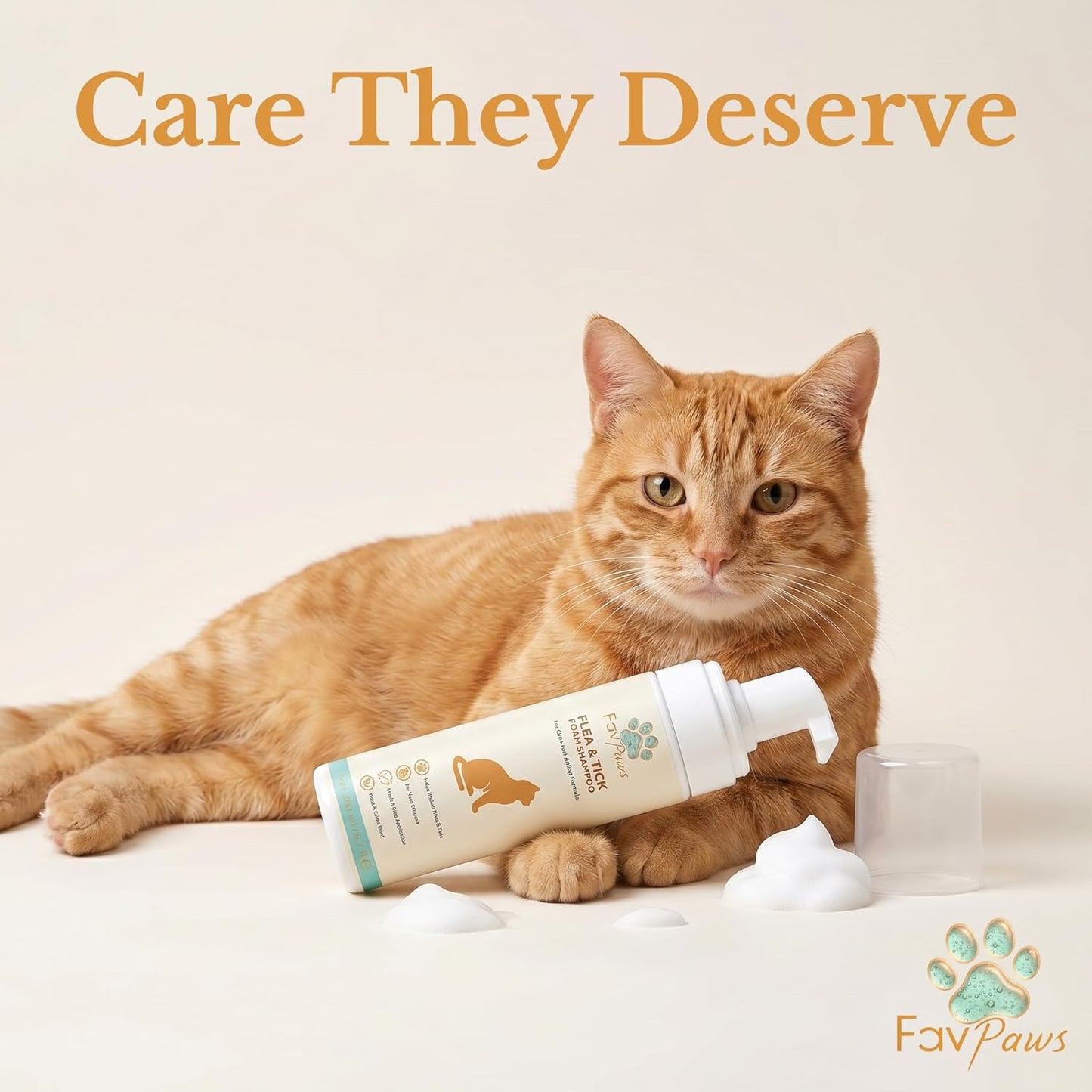 Cat Waterless Foam Shampoo Flea Tick Grooming No Rinse 6.7oz