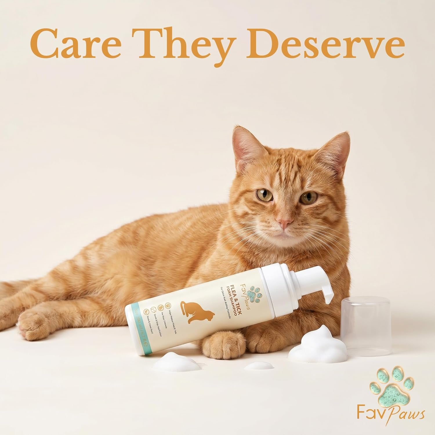 Cat Waterless Foam Shampoo Flea Tick Grooming No Rinse 6.7oz