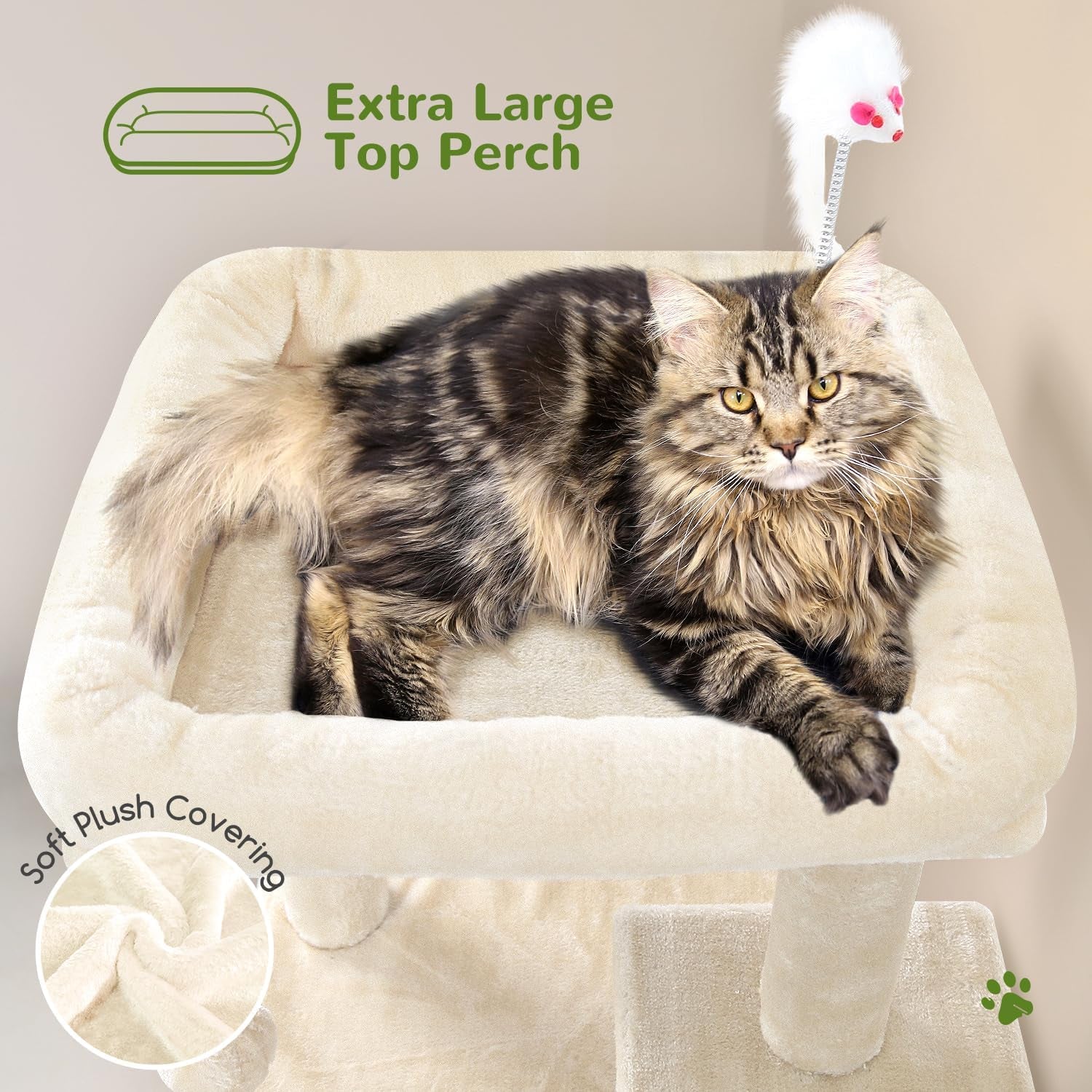 50-Inch Cat Tree Tower for Large Indoor Cats with Scratching Post & Caves