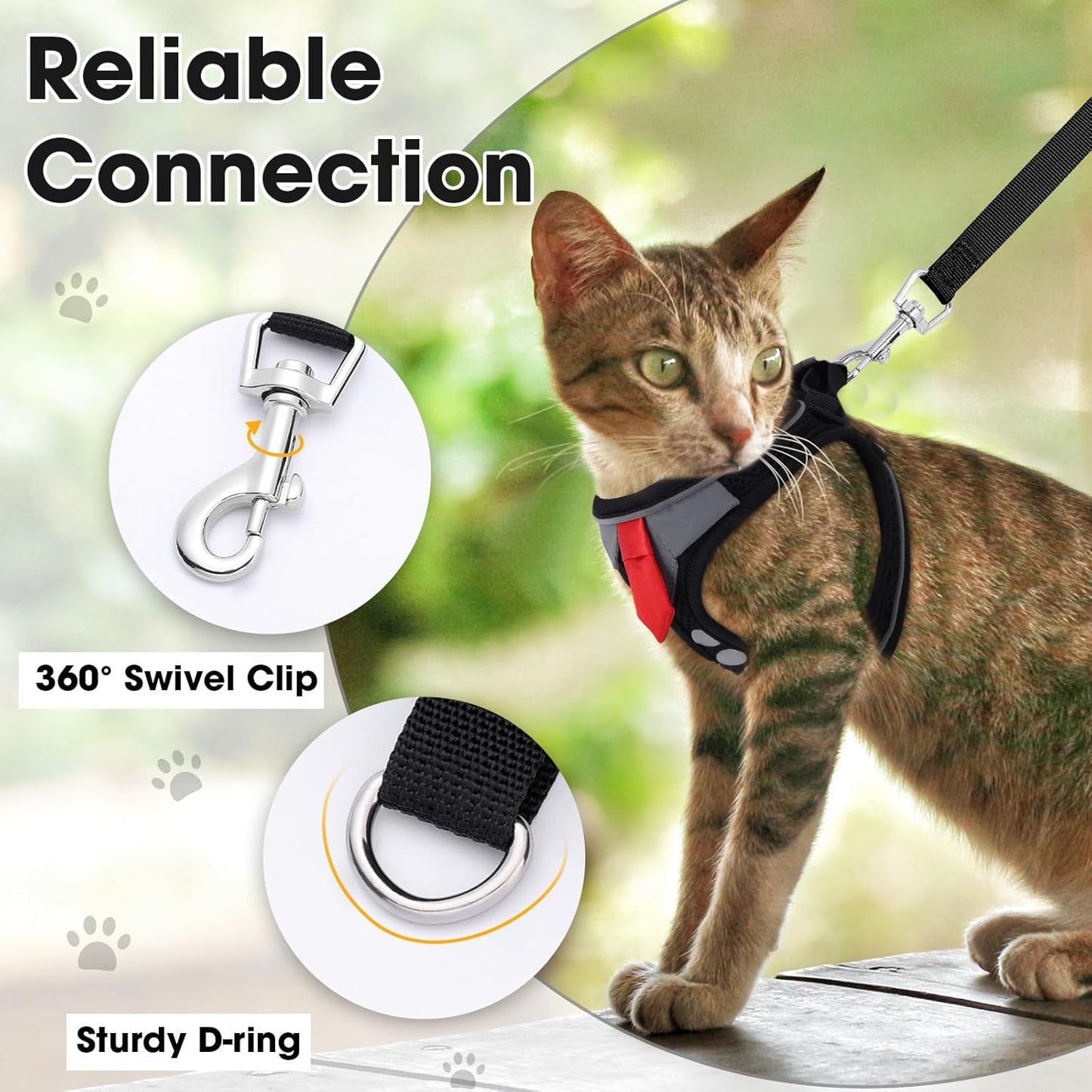 Escape Proof Cat Harness and Leash Set Reflective Adjustable Vest