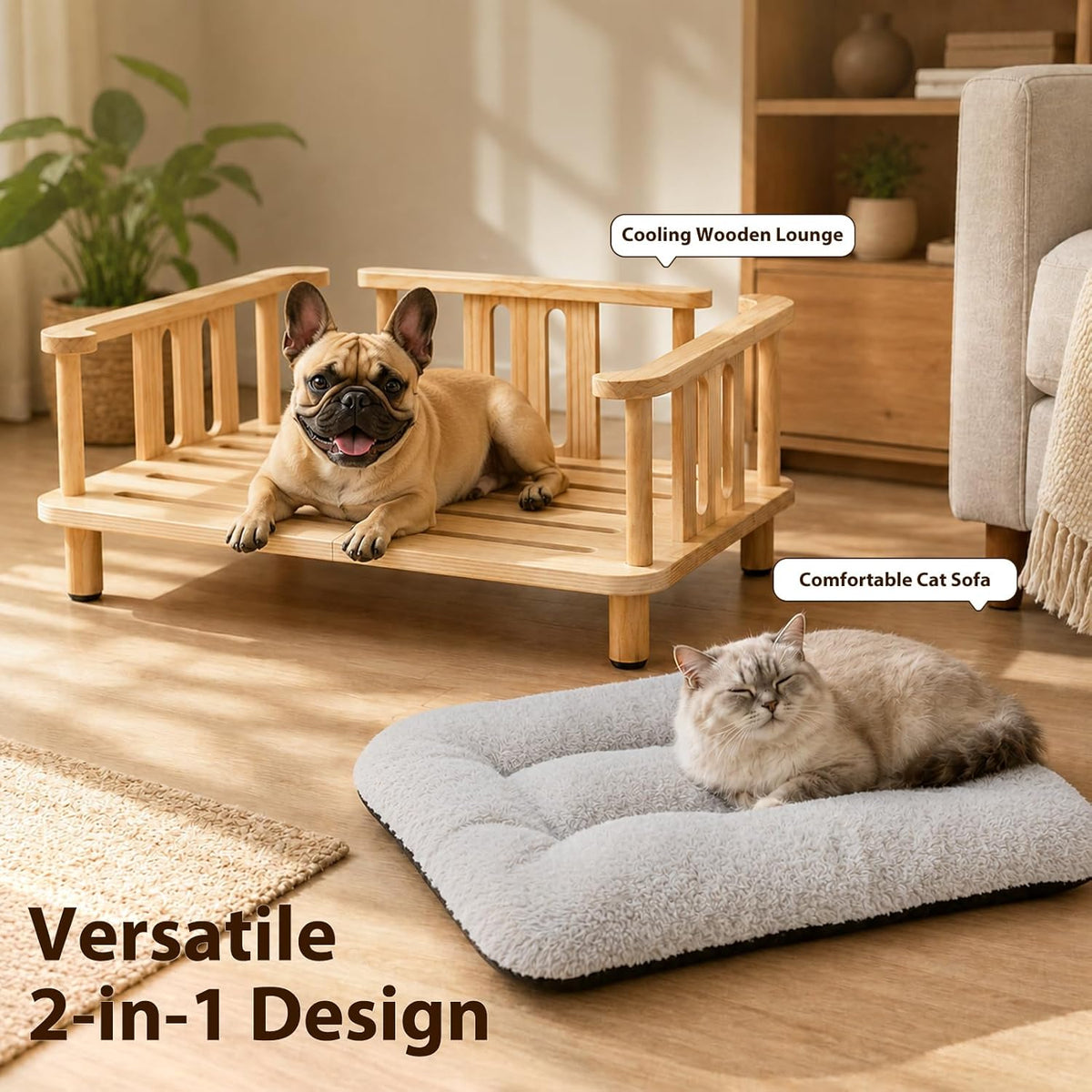 Elevated Cat & Small Dog Bed – Plush Mattress, Up to 60 lbs