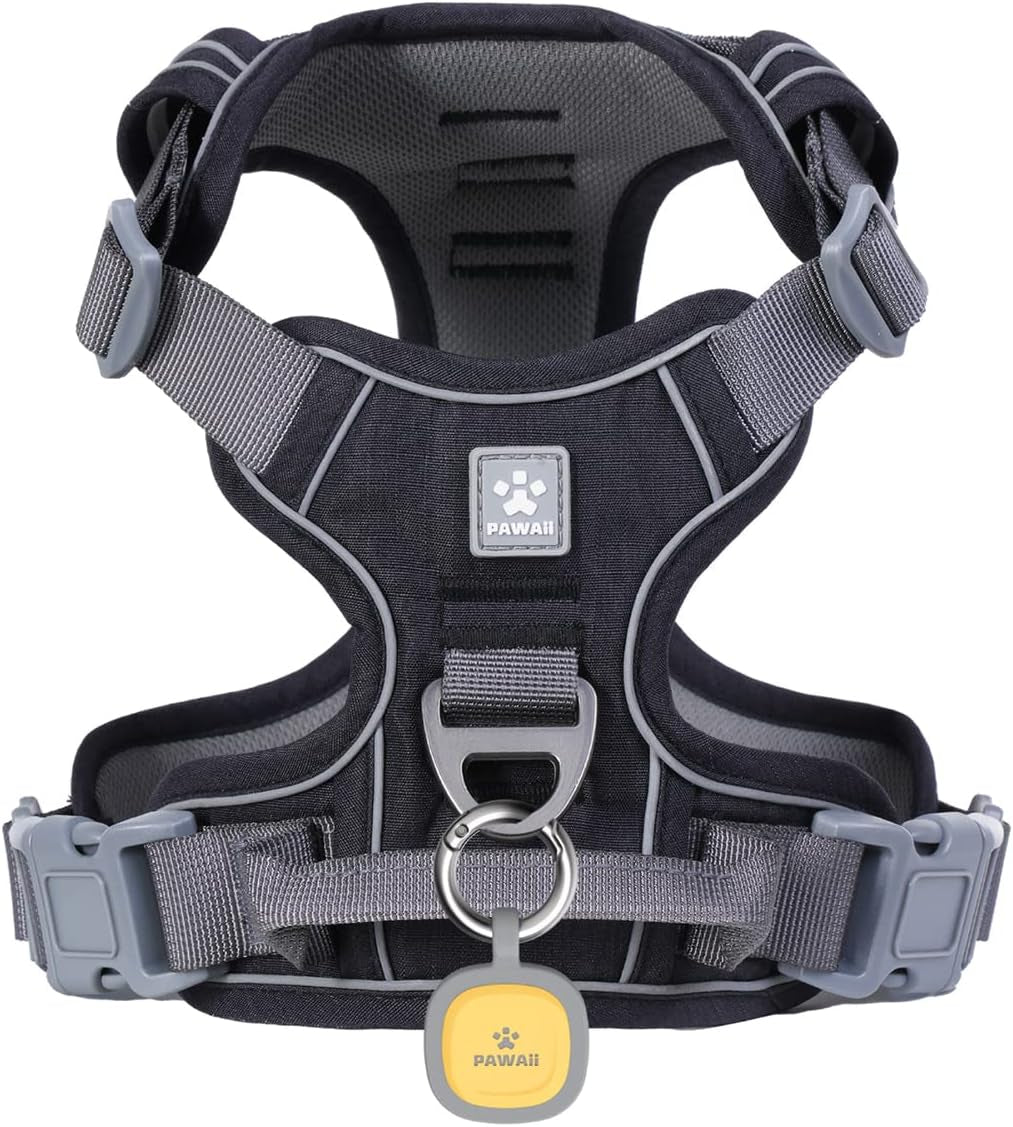 No Pull Dog Harness Reflective Adjustable Vest with ID Tag Small Dogs Davy'S Gray S (Bigger Than Normal (Chest: 17"-22'' ))