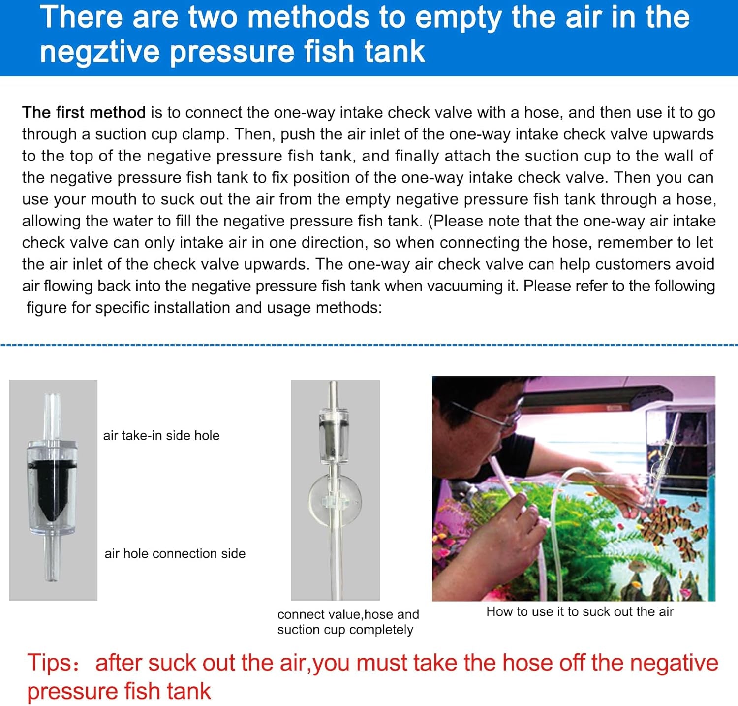 Fish Tank Auto Top Off Negative Pressure Aquarium Water Refill System
