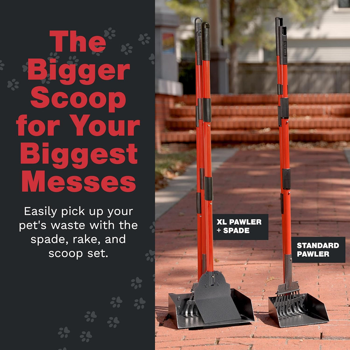 Metal Pooper Scooper Set with Long Handle Tray & Rake for Large Dogs