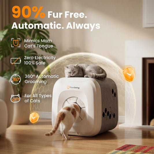 Cat Self Groomer Automatic Fur Collector Brush Grooming Box for Cats