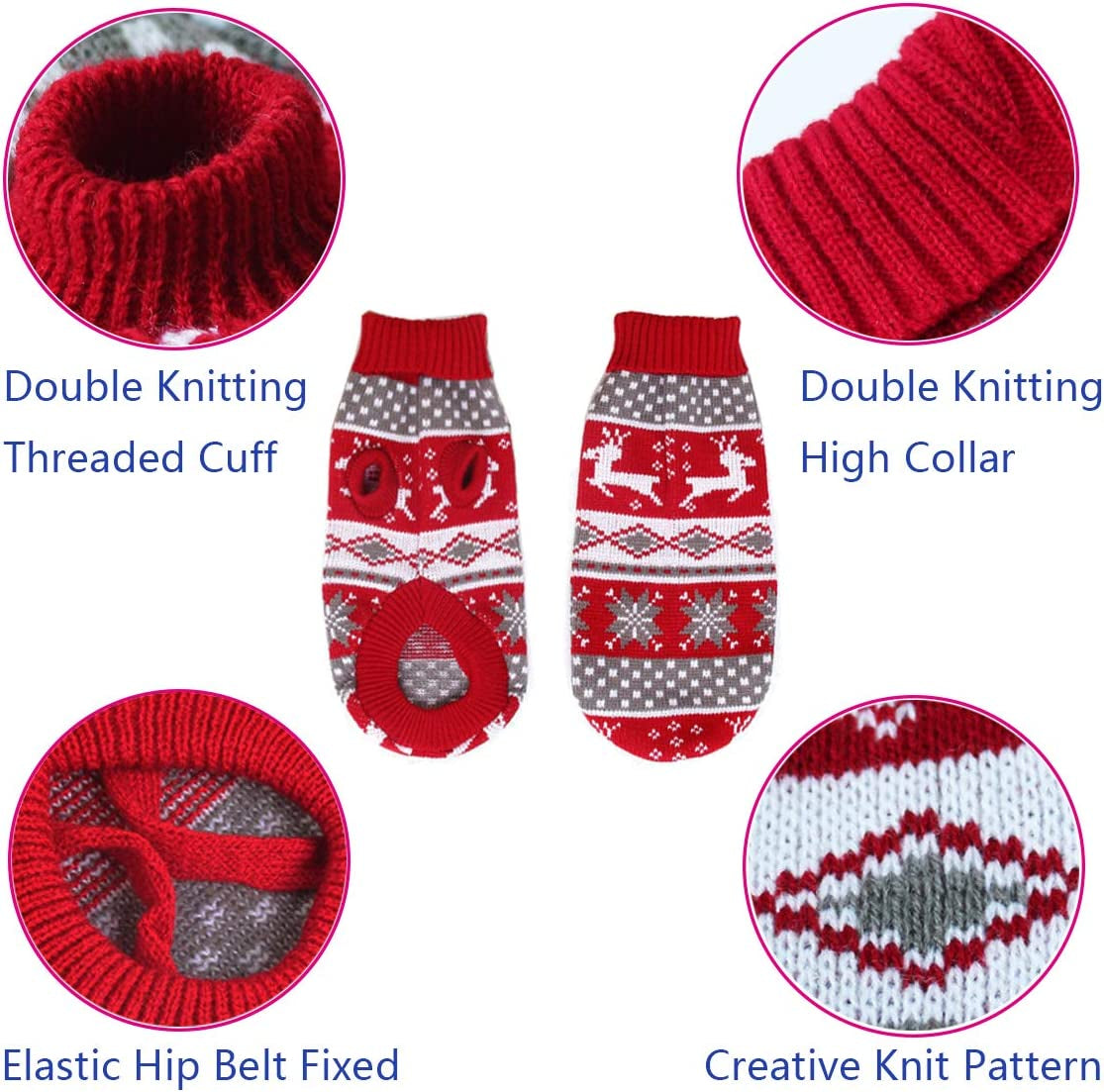 Christmas Reindeer Sweater for Small Dogs & Cats 